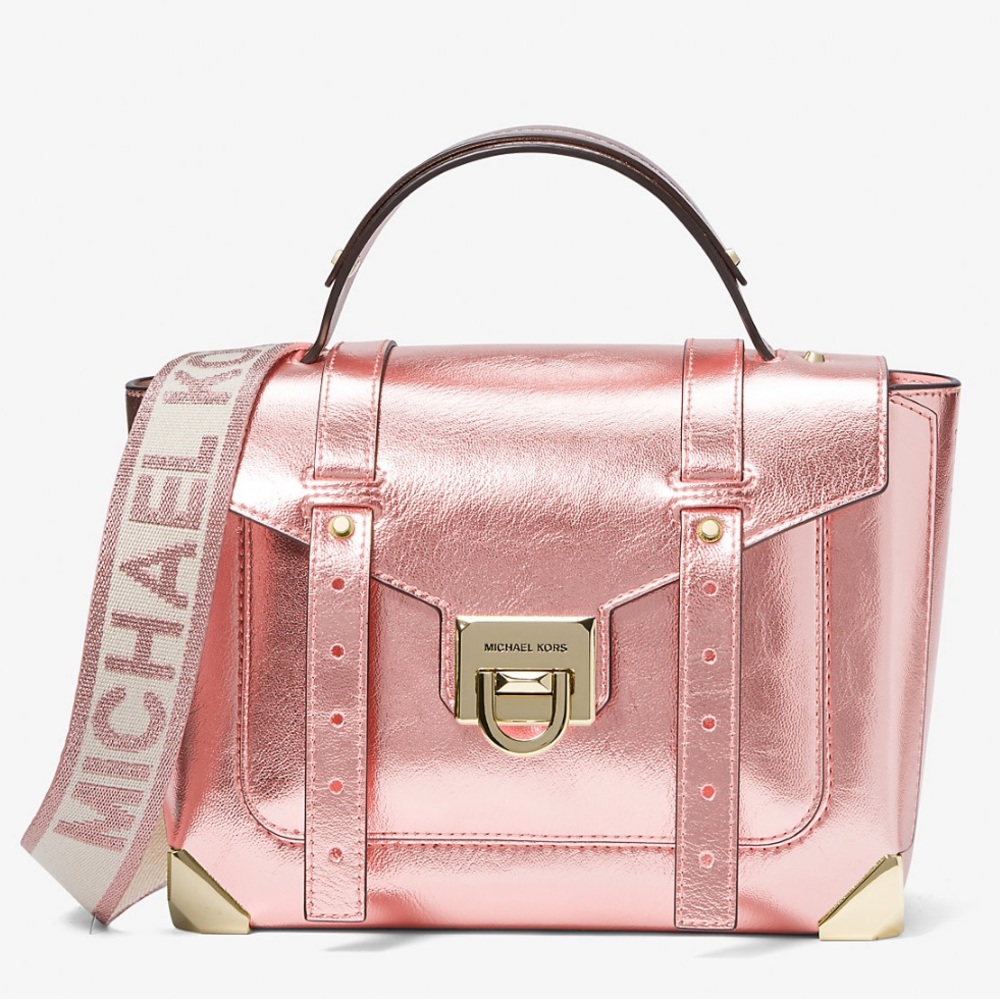 Michael Kors Manhattan Medium Rose Gold Metallic Satchel ❤️🔥